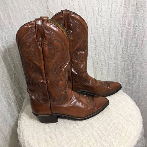 Dan Post Vtg Leather Cowboy Boots Size 8.5 - Picture 3 of 10